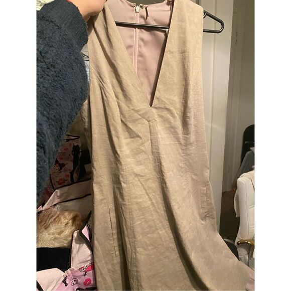 NWT Elle Tahari Taupe Linen Sleeveless Dress - Picture 8 of 11